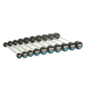 MYO Strength Rubber Barbell Set with PU End Cap - 10kg – 50kg Straight (10 Bar Set)